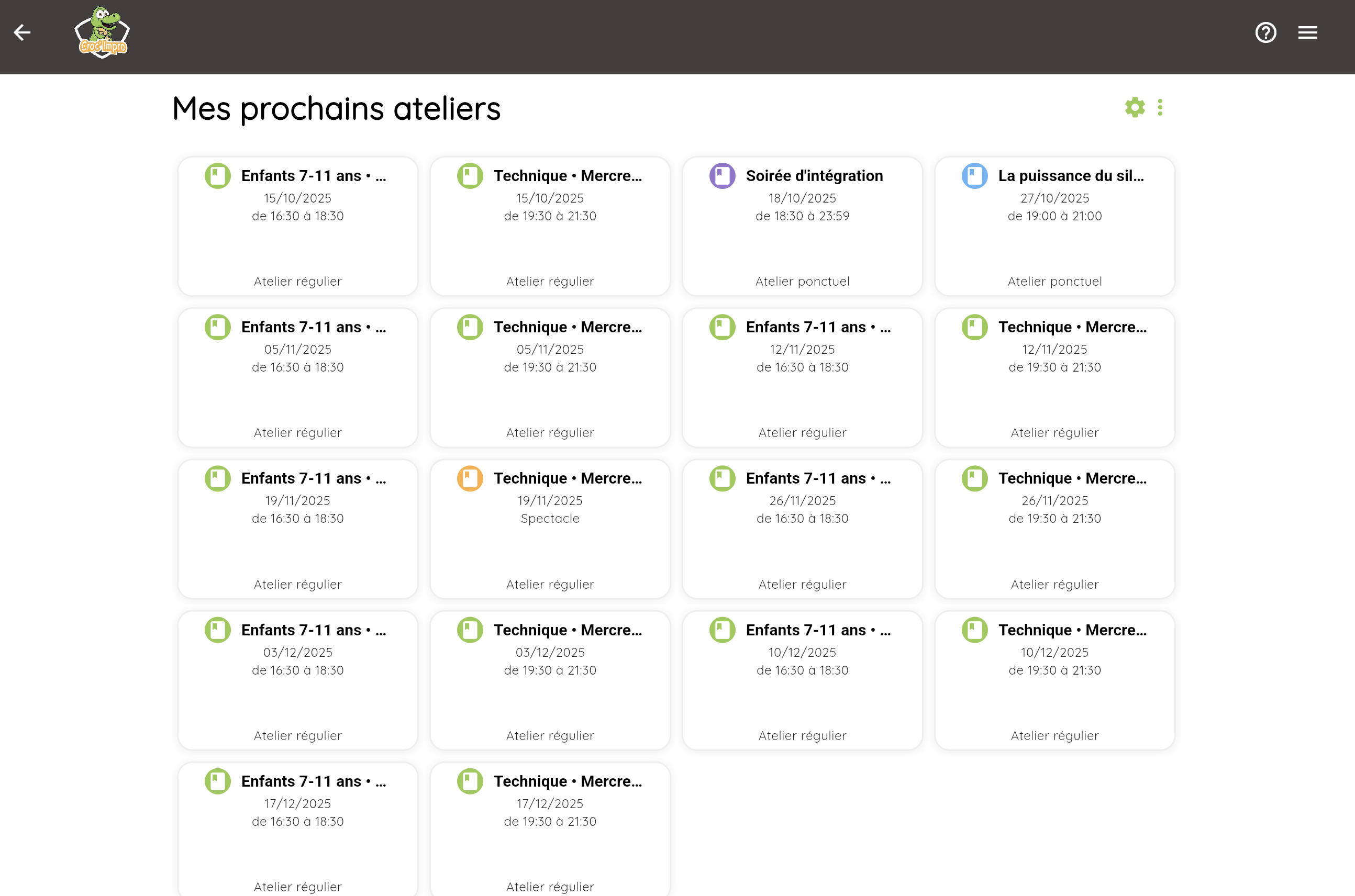 Planning des participants
